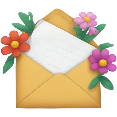 An opened envelope that has flowers coming out of it emoji