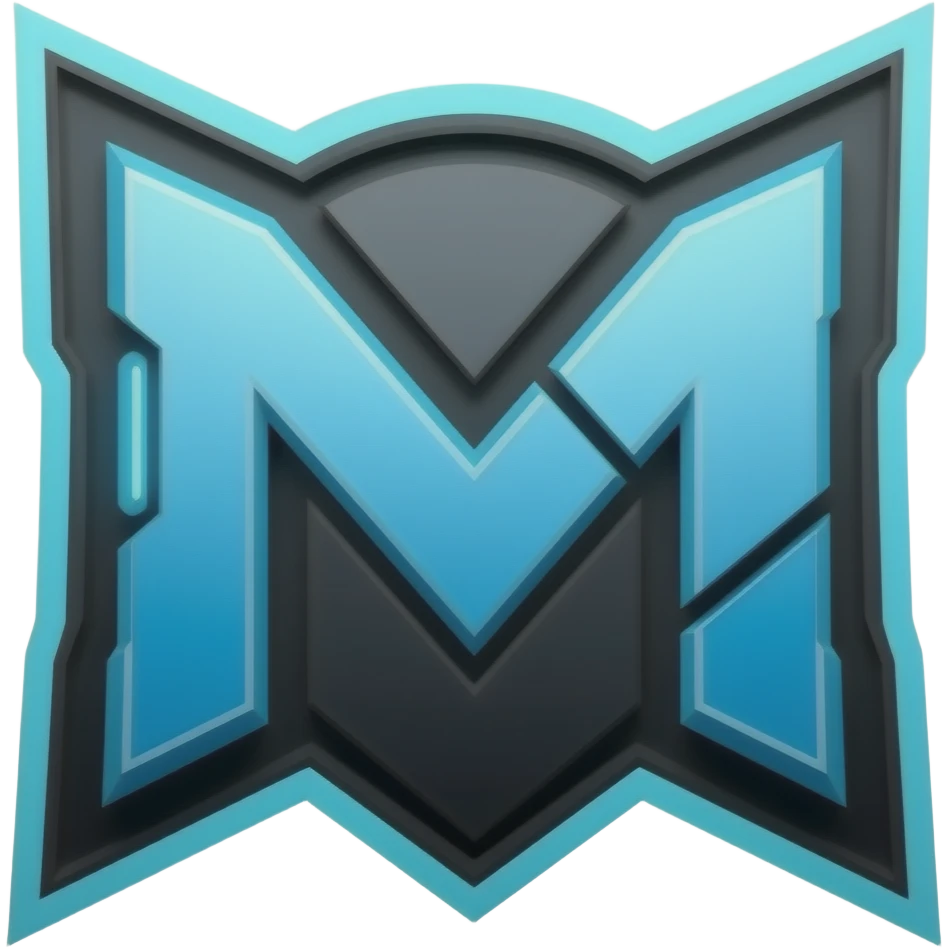 Logo team esport black and blue, no estilo syberpunk com as letras "M" e "R" emoji