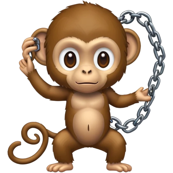 A monkey beeing chained by a human emoji