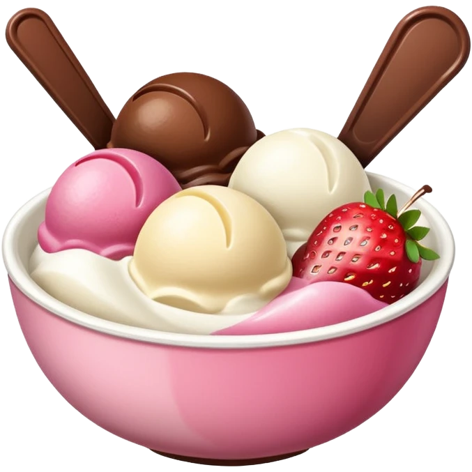 Neapolitan ice cream scoops in a bowl emoji