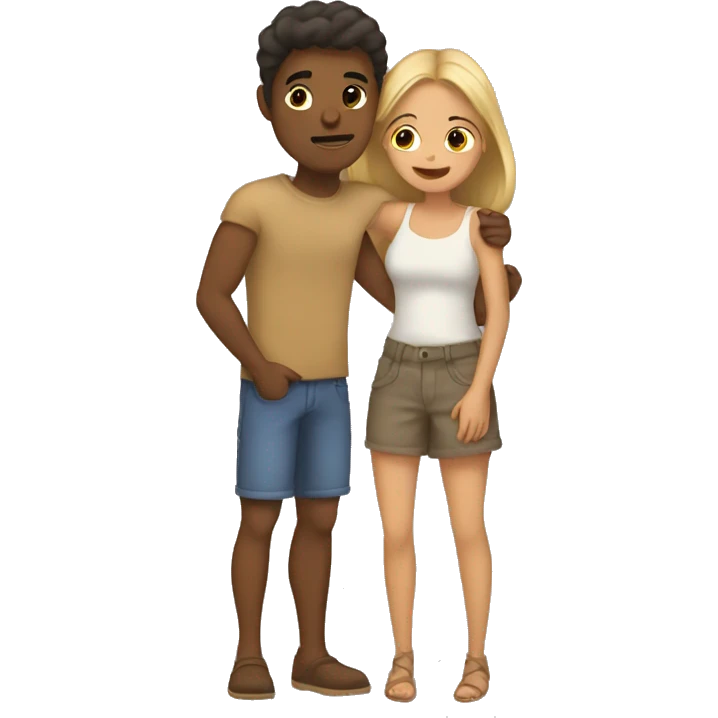 Tan boyfriend and girlfriend hug  emoji