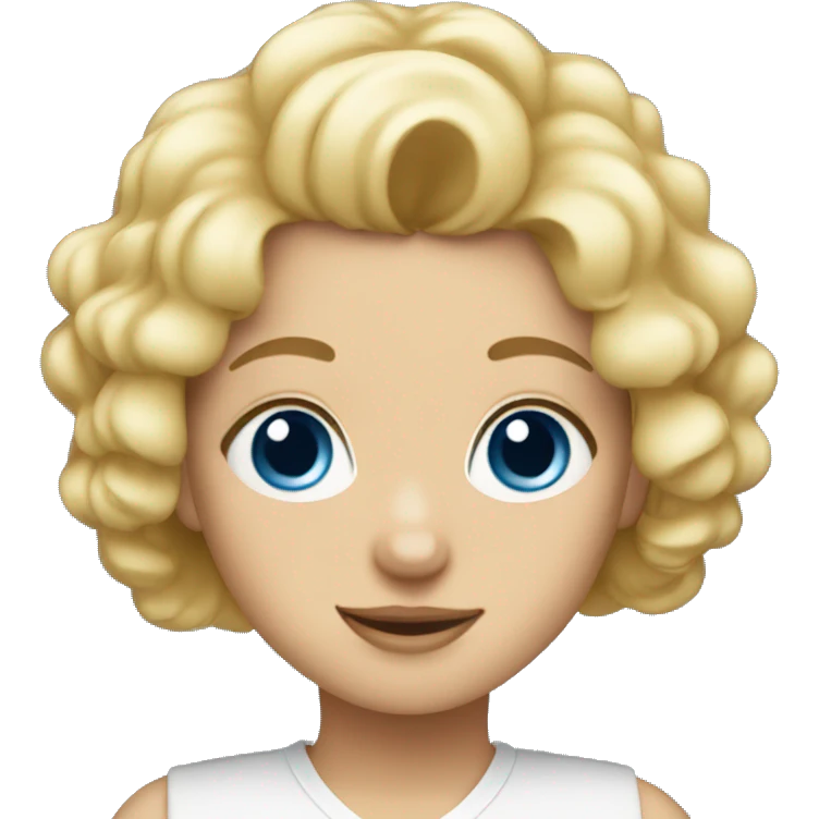 Blonde girl blue eyes holding spitz  emoji