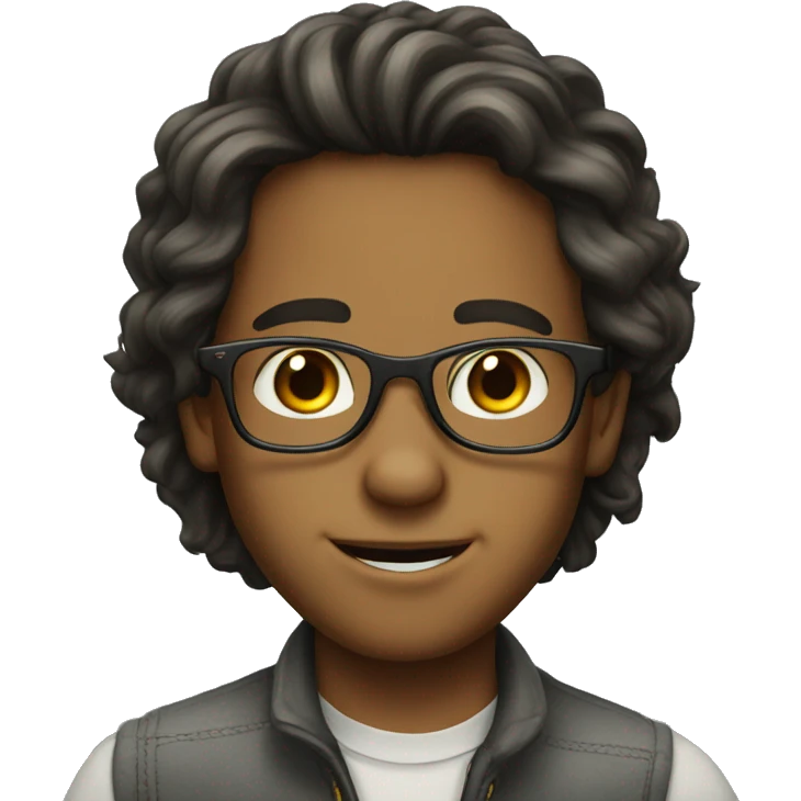 Portrait of a long-haired boy wearing glasses emoji