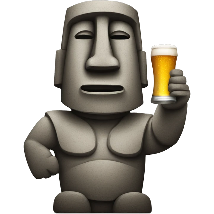 moai statue with a beer  emoji