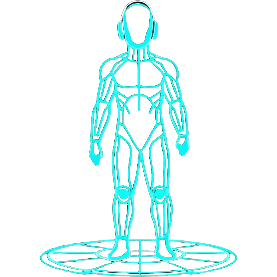 Human body silhouette with digital 3D scanning grid lines covering it, futuristic body scan emoji