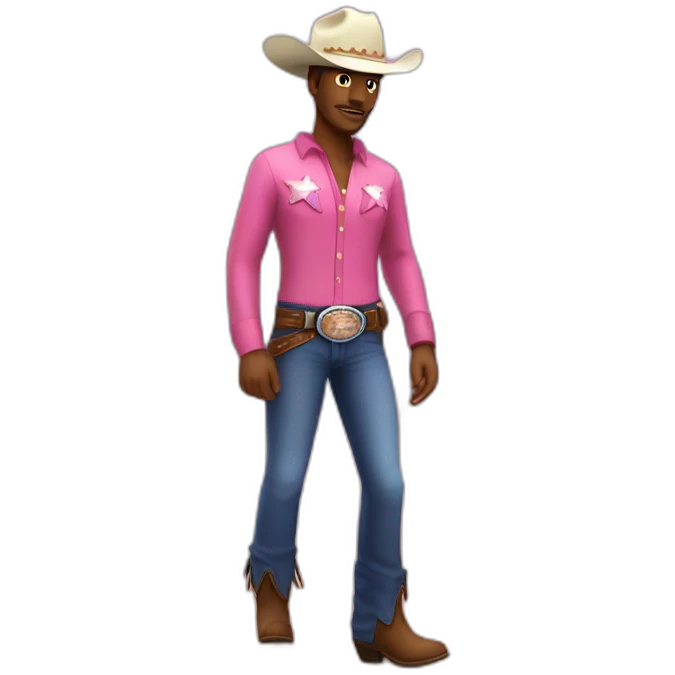 cowboy with fluffy pink cowboy hat and line dancing emoji