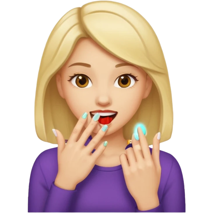 Muchacha mordiendose la uña coquetamente emoji