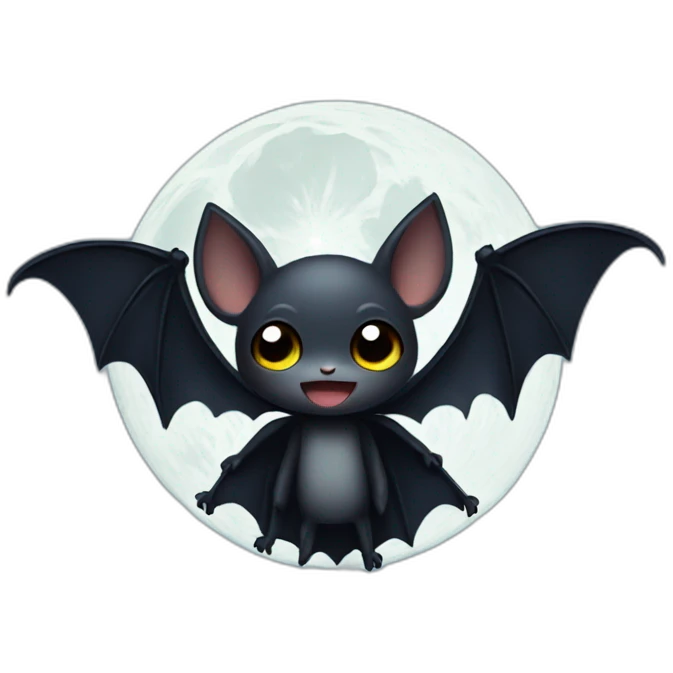 dark baby bat wings in front of full moon emoji