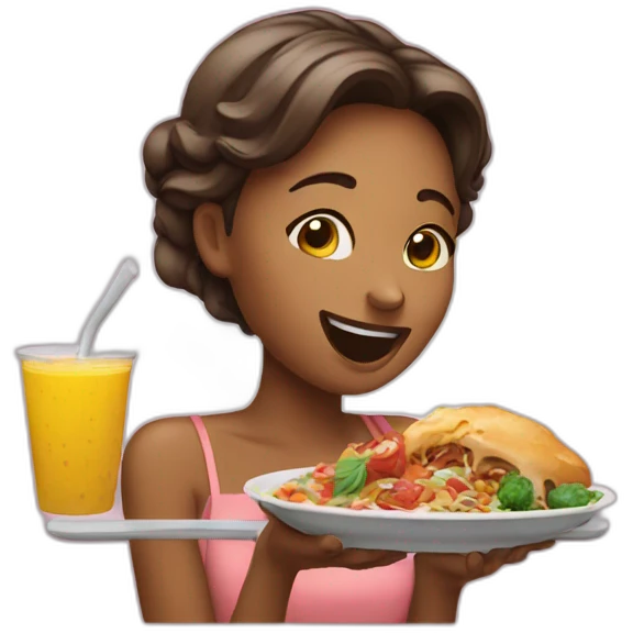 women drooling over delicious food emoji
