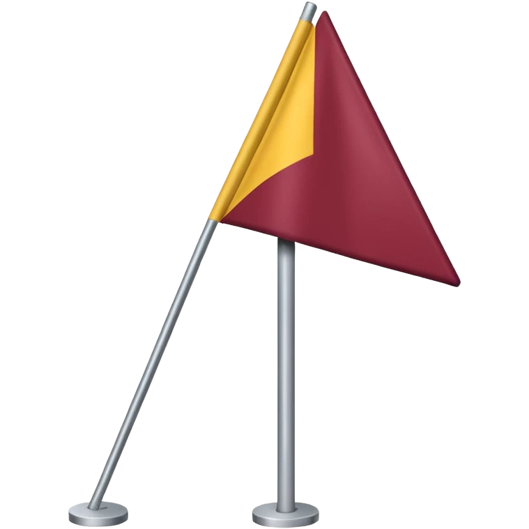 maroon, silver, and gold flag with triangle cutout at end and grey pole emoji