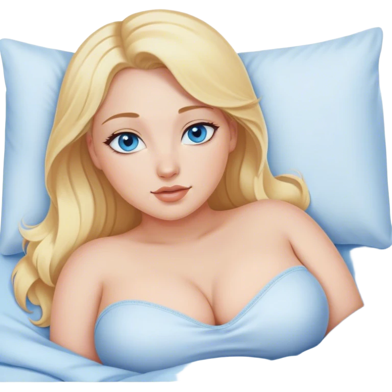 Curvy blonde blue eyes  sfw bed pose emoji