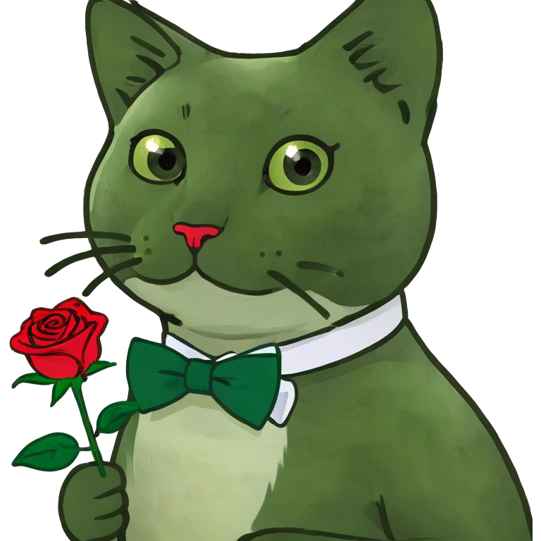 Cat holding rose emoji