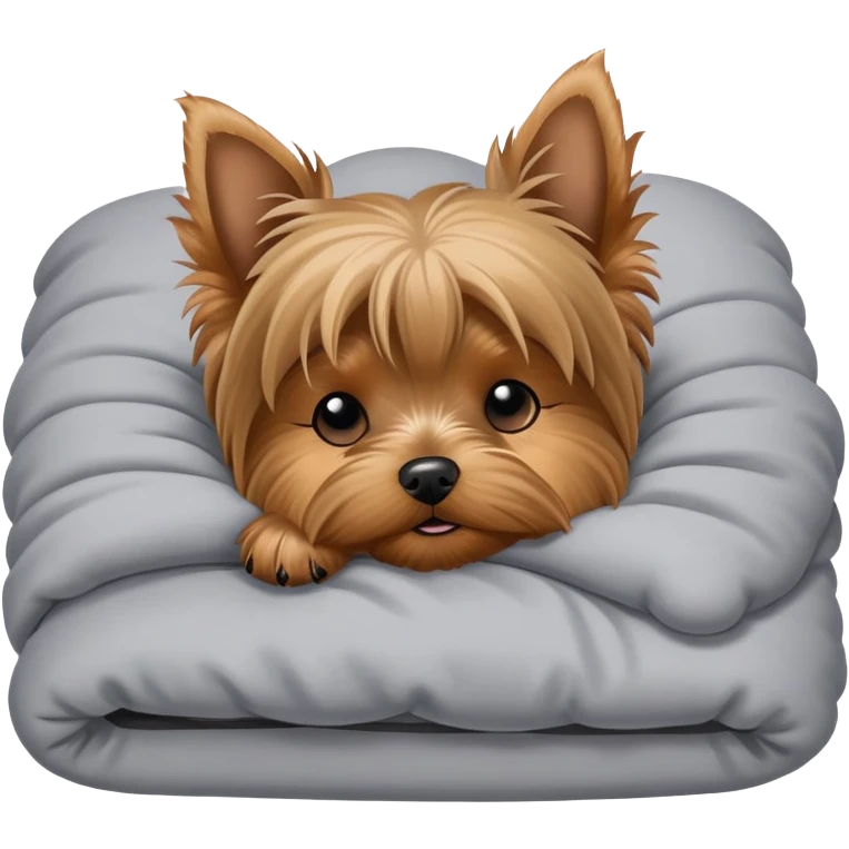 Yorkshire terrier sleeping on bed emoji