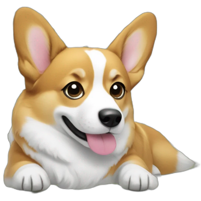 corgi bathing in dollar bill notes emoji