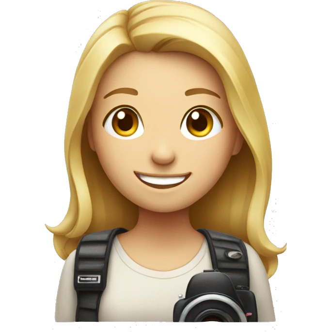 smiling girl with camera emoji