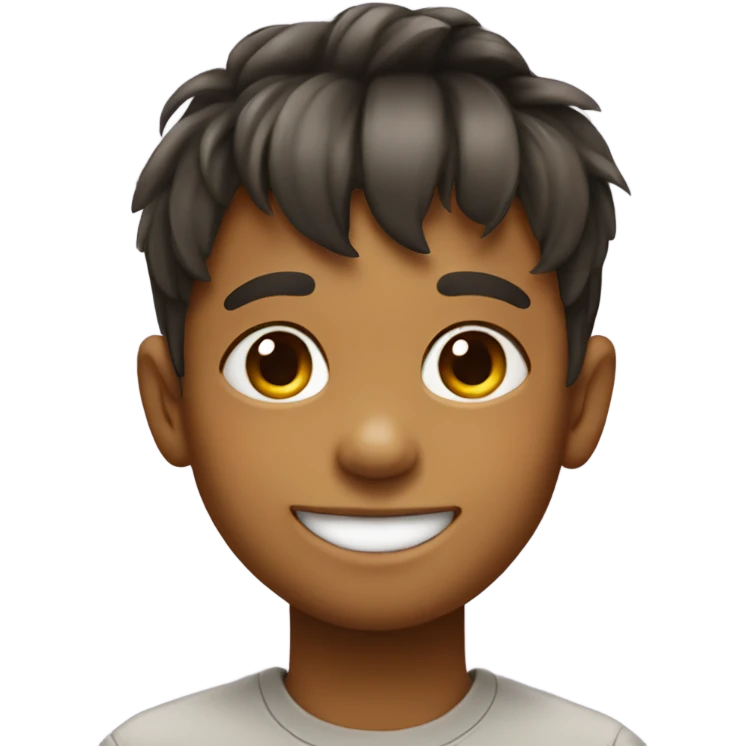 Little boy with bangs and big smile  emoji