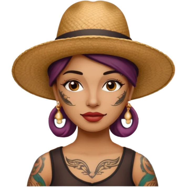 tattoed face venice gondolier with iconic hat woman emoji