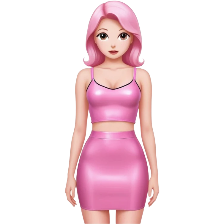 Pink tight micro latex skirt and sexy top  emoji
