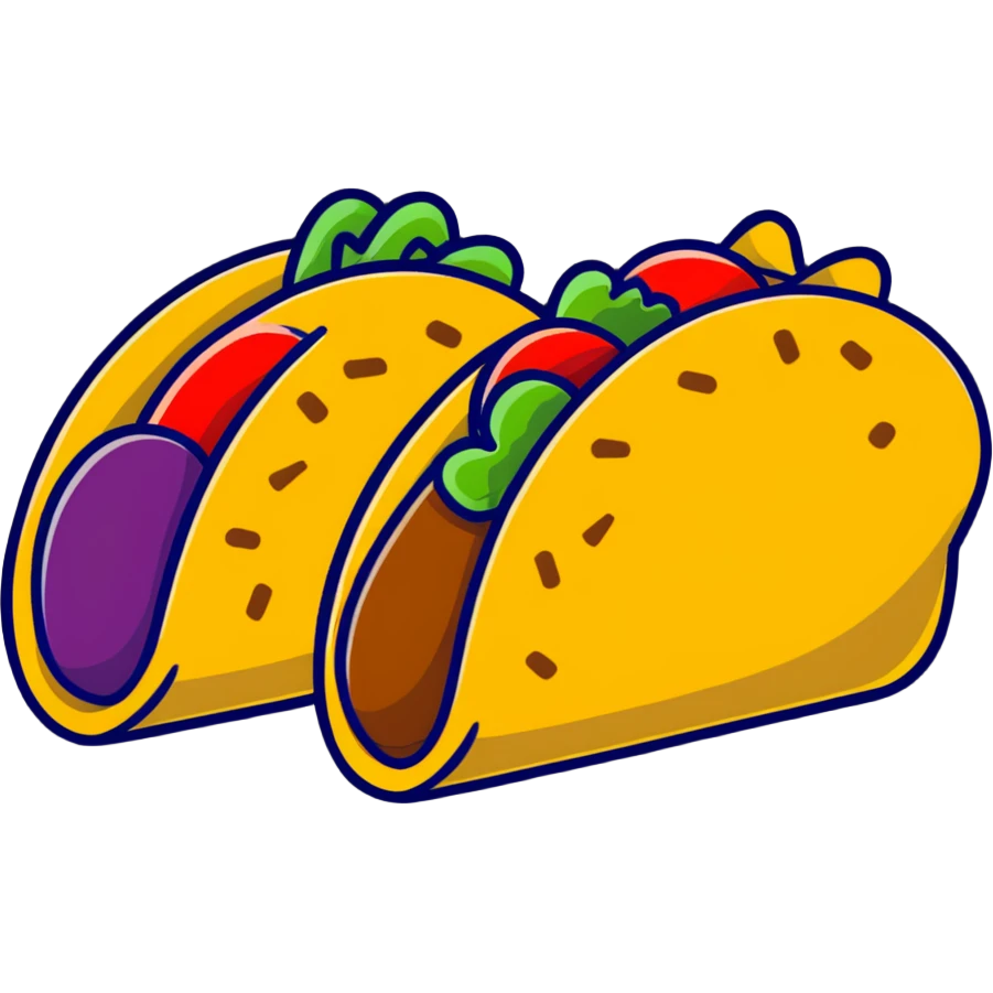 taco and eggplant together emoji