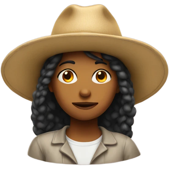 Girl wearing a hat thinking  emoji
