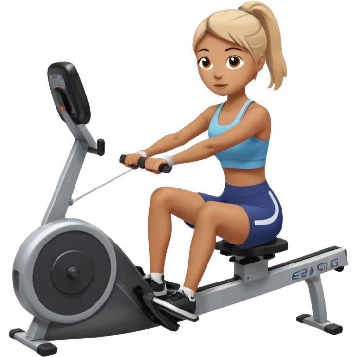 women  workout on erg machine rowing 
 emoji