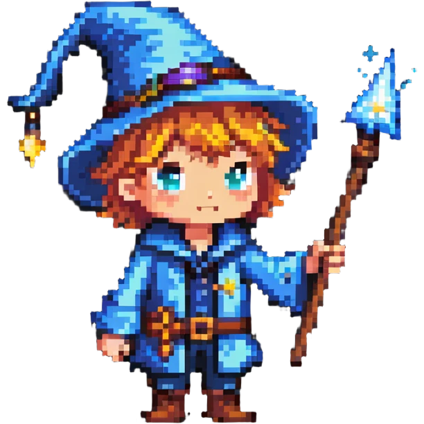 wizard kid with pointy hat and magic wand emoji