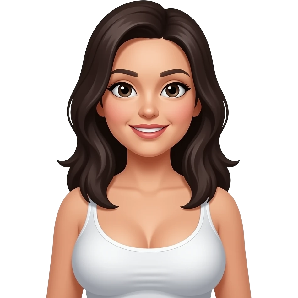 Big boob woman with dark hair emoji
