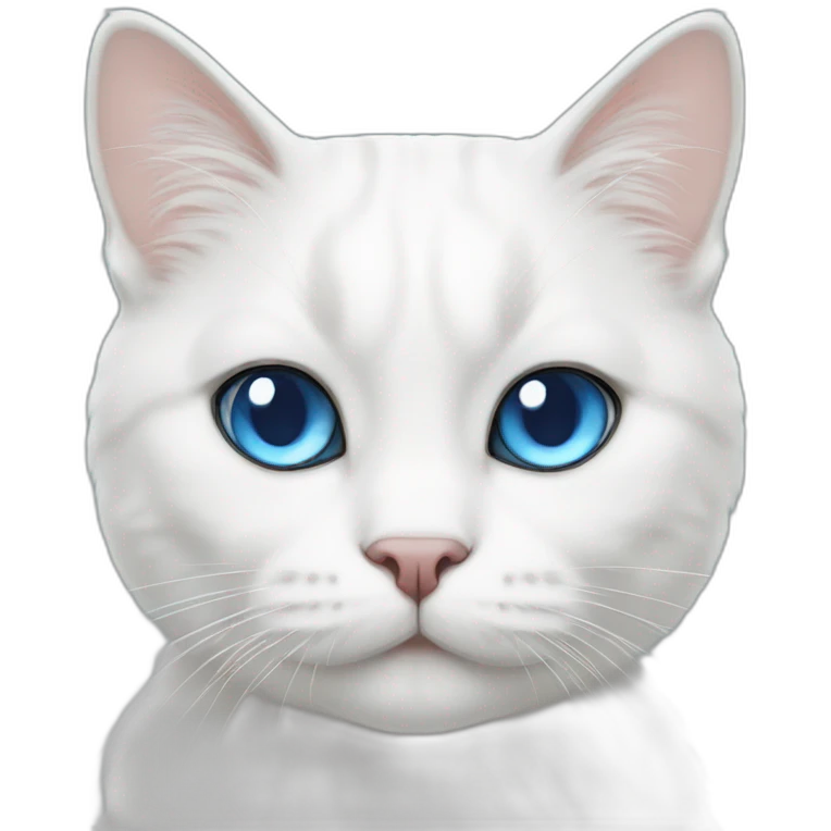 White Scottish cat with blue eyes emoji