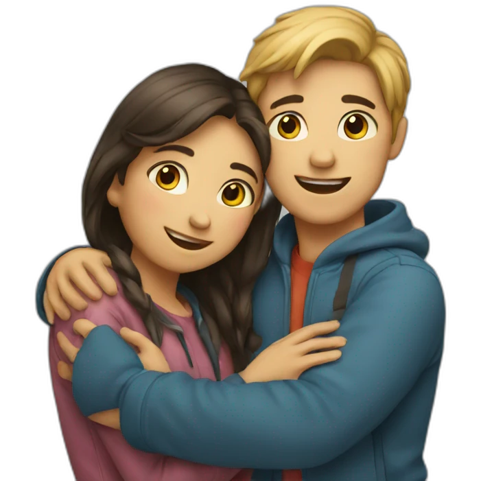 Boy & girl hugging emoji