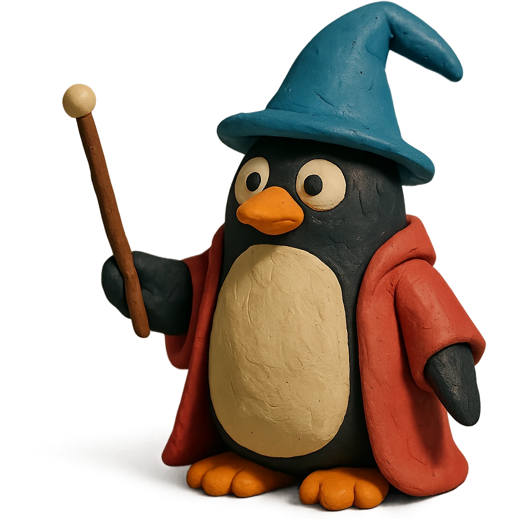 penguin wizard with wand emoji