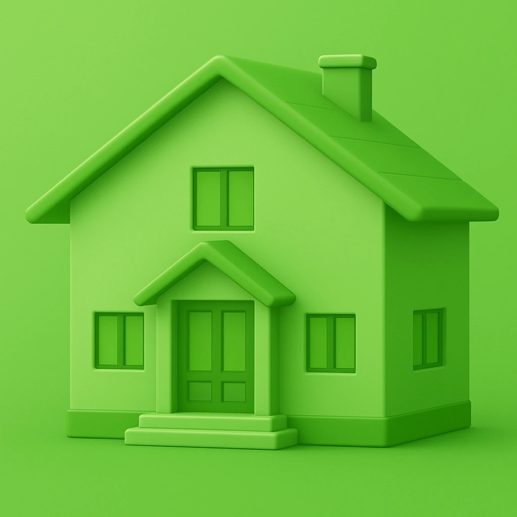 minimal house, emoji, green emoji