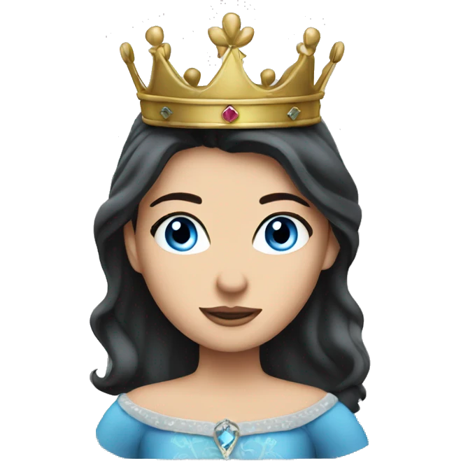 prinses with crown dark hair blue eyes emoji