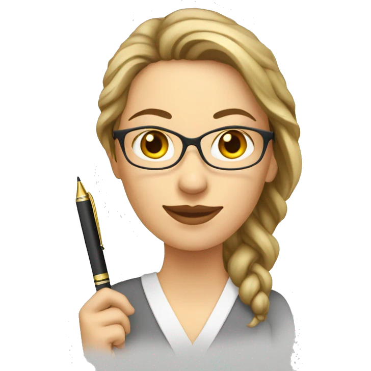caucausian woman writer with pen emoji