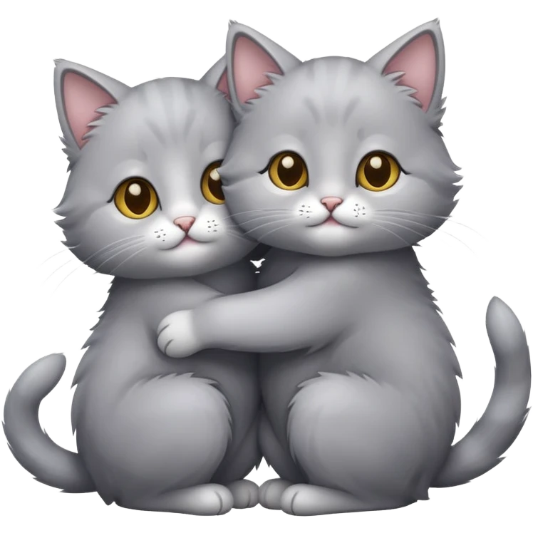 two hugging grey kitty  emoji