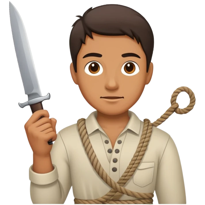 Guy with a knife and rope emoji