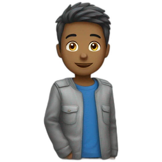 Un garçon entouré de l'argent emoji