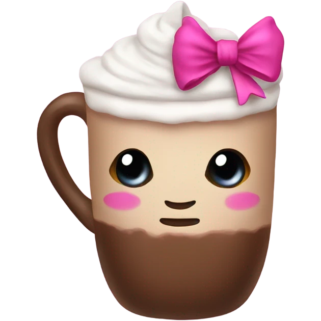Hot coco with a pink bow emoji