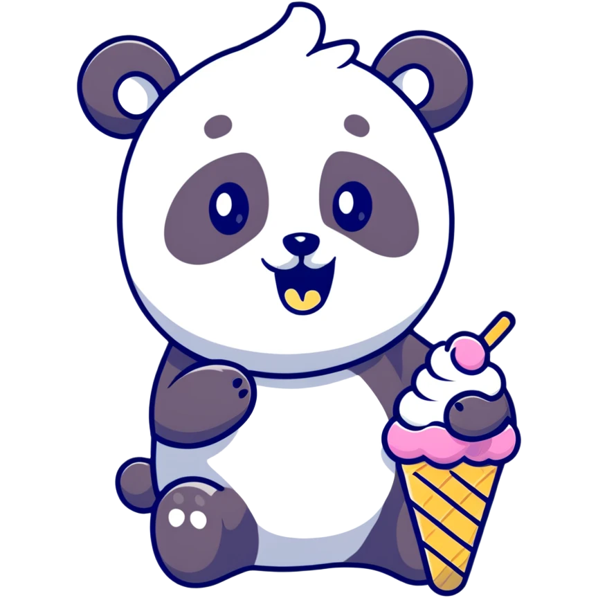 Panda eating ice cream emoji