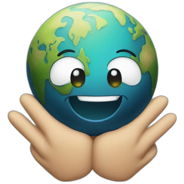 smiling planet with arms emoji
