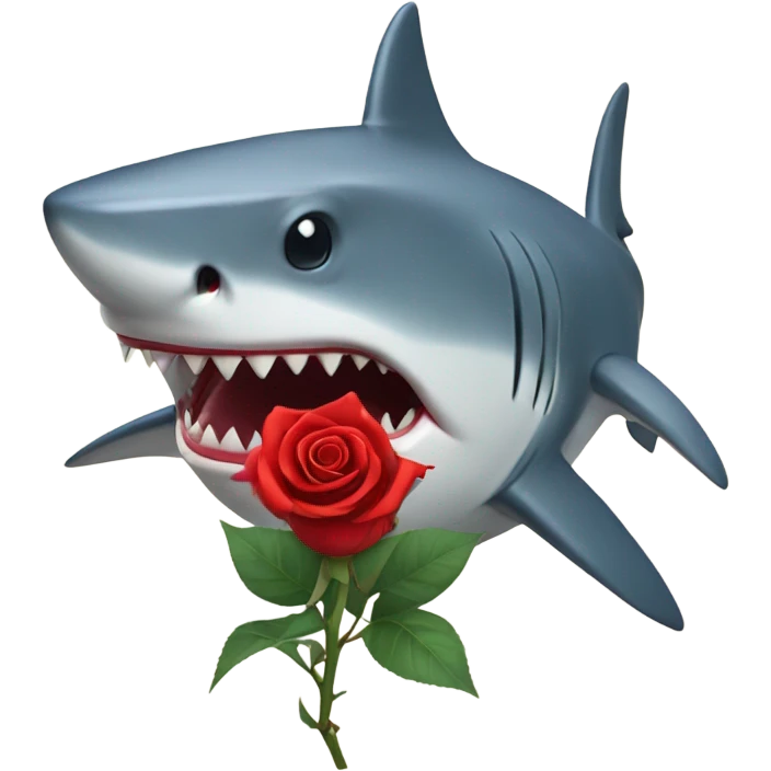 shark holding a red rose emoji