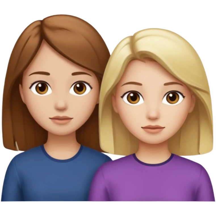 Maman cheveux marrons et fille cheveux blond emoji
