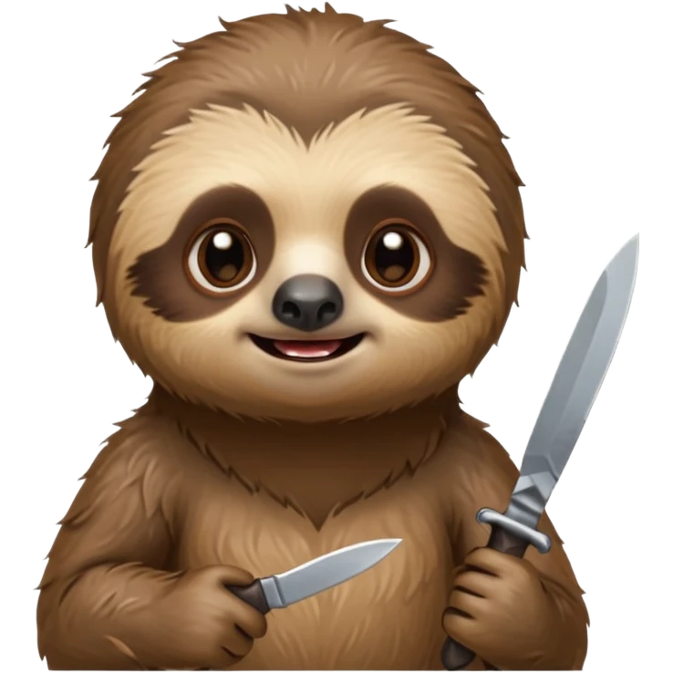 Cute little sloth holding a knife but looking evil emoji