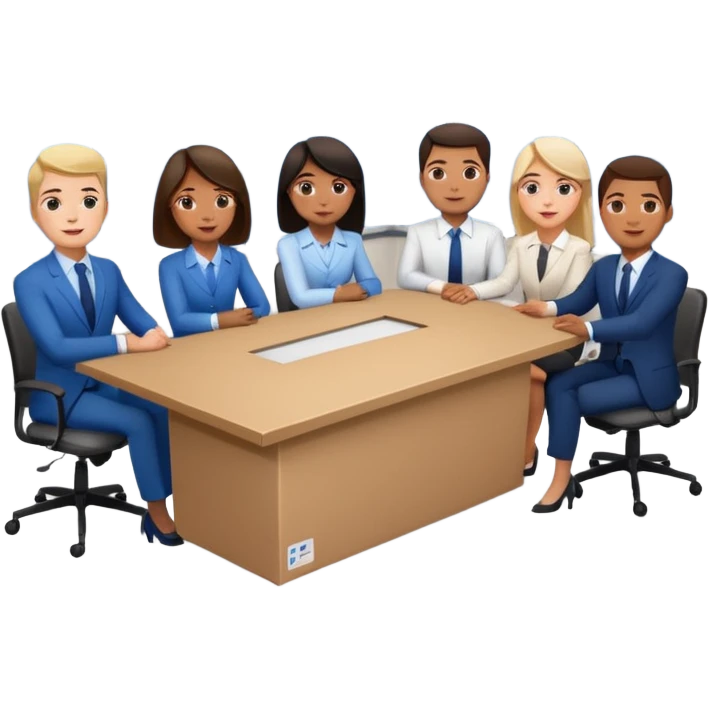 saying goodbye a group of coworkers in meeting room in long rectangular table emoji