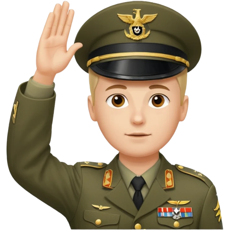 Solider giving a German salute with his hand held high and straight diagonally upward viewed from the side emoji