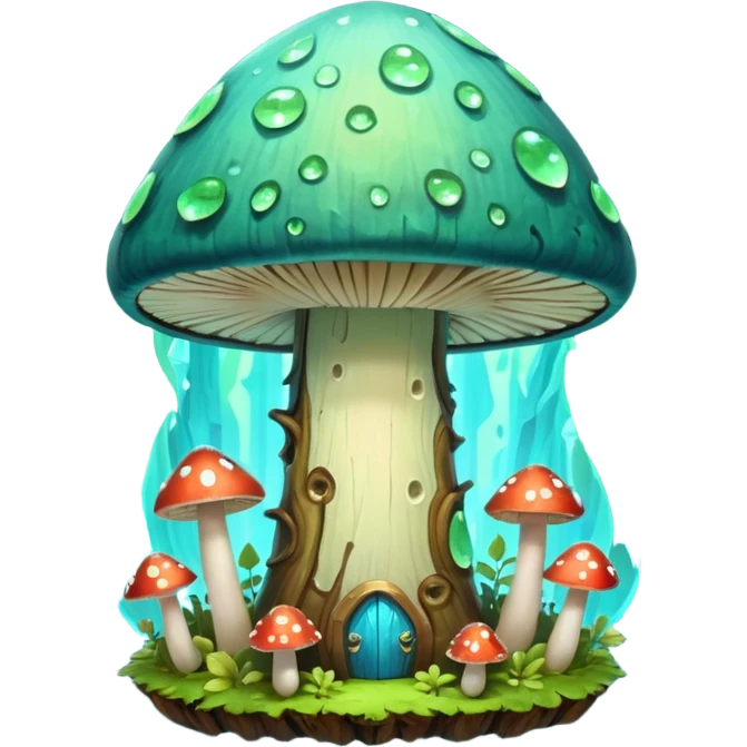magical mushroom shield object icon, shield crafted from mushroom bark, glowing spores, fantasy forest design, soft green-blue aura, 3D cartoon, mobile game icon style, centered, clean background, no text, no watermark
 
 emoji