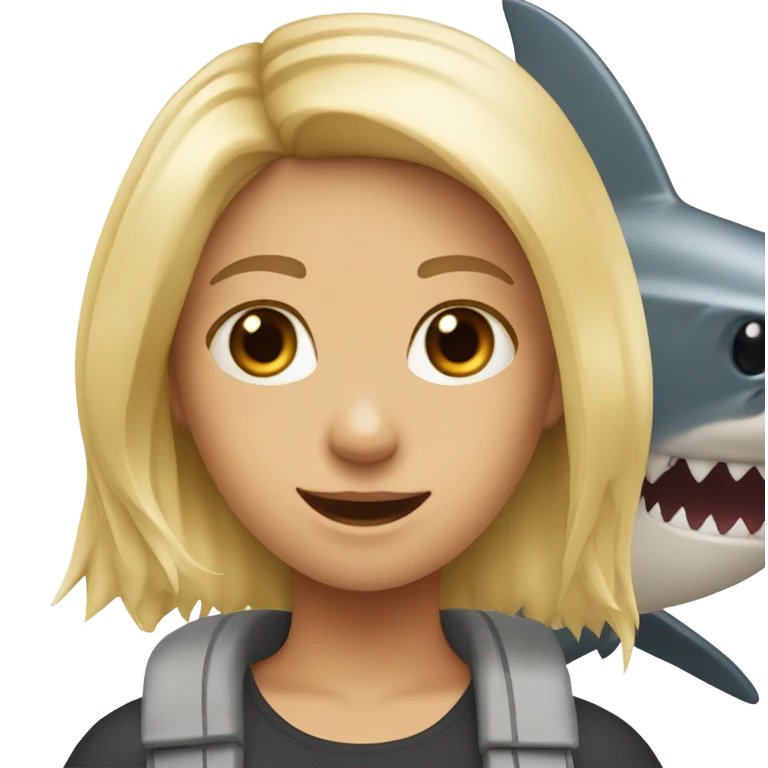 Shark with a blonde girl on the back emoji