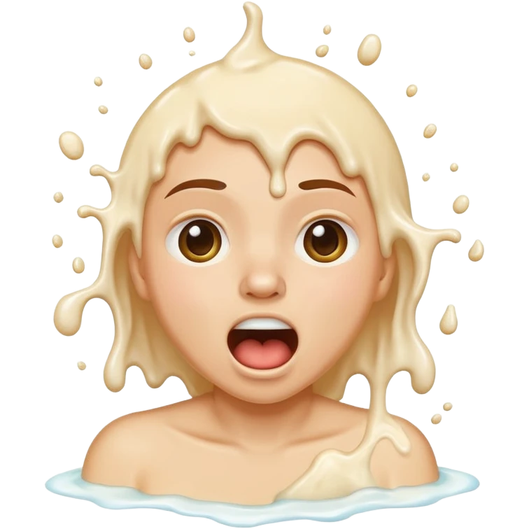 moaning face with milk splashed all over it, expressive, playful, suitable for emoji use, no explicit content emoji