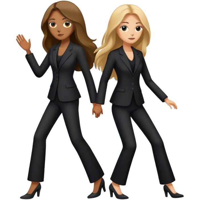 Two long haired woman’s in black pants suits transportation of the deceased emoji