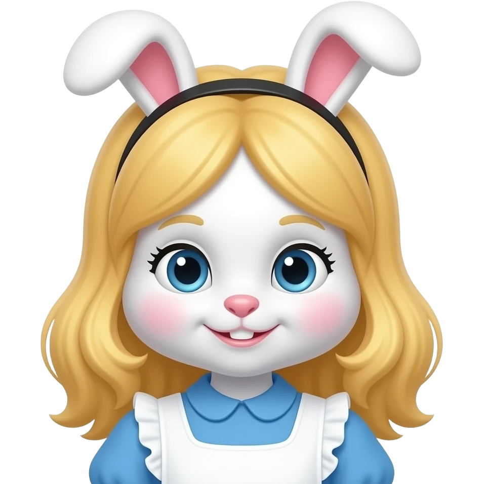 Make the White Rabbit character from the movie Alice in wonderland but make it a girl emoji