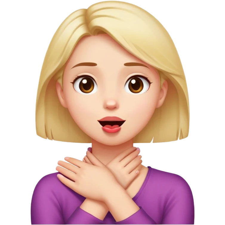 girl with hands crossed around neck and tongue out and looking up  emoji